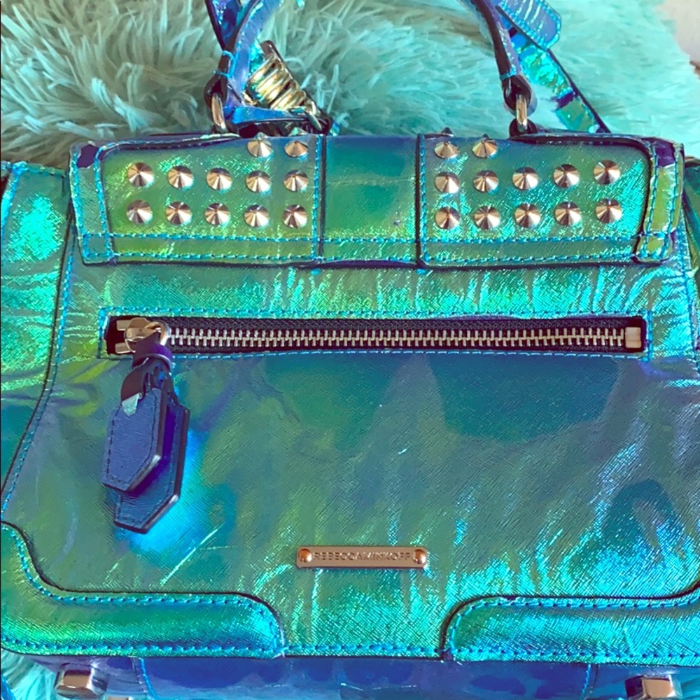 Rebecca Minkoff Metallic Blue Studded Purse